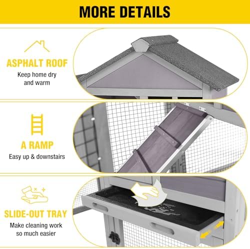 Aivituvin 103.2" L Rabbit Hutch Indoor Outdoor Bunny Cage with Run,Guinea Pig House Pull Out Upper Tray (103.2" L x 25.2" W x 36.2" H, Grey-2 Sets)