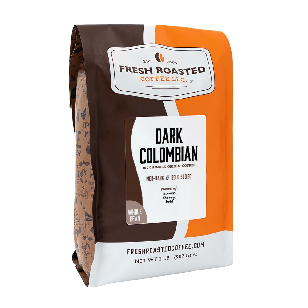 Fresh Roasted Coffee, Dark Brazil Whole Bean Coffee, Med-Dark Roast, Kosher, 5 lb (80 oz)
