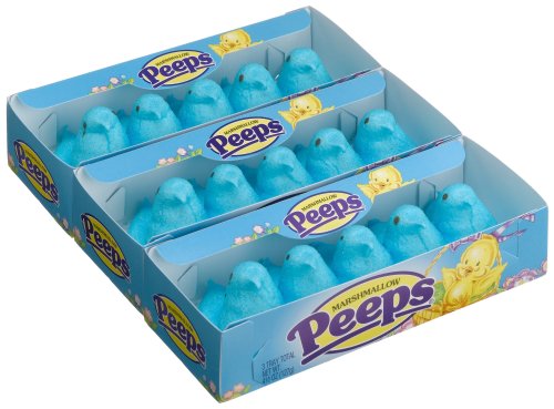 Marshmallow Peeps Blue Chicks, 4.5-Ounce, 15-Count Boxes (Pack of 6)