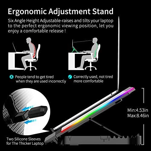 ICE COOREL Gaming Laptop Cooling Pad 15-17.3 Inch, Laptop Fan with 6 RGB Cooling Fans, Laptop Cooling Stand with 6 Height Adjustable