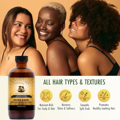 Sunny Isle Extra Dark Jamaican Black Castor Oil 8oz | Hair, Scalp, Skin | Richer Thicker Moisturizing Oil for Hair Growth, Dry Scalp, Damaged Hair Repair, Edges, Eyebrows, Eyelashes, Unscented