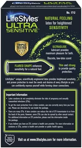 LifeStyles Ultra Sensitive Natural Feeling Lubricated Latex Condoms, 40 Count
