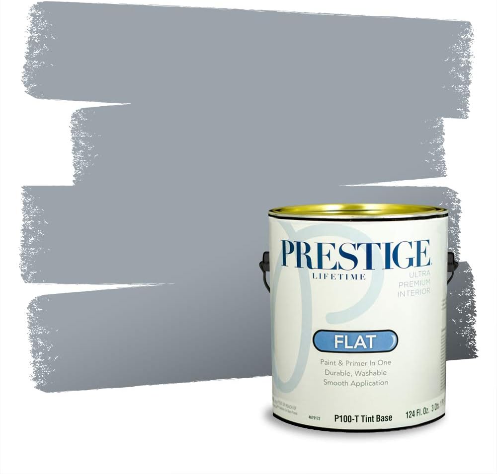 PRESTIGE Paints Exterior Paint and Primer In One, 1-Gallon, Semi-Gloss, Comparable Match of Behr* Intercoastal Gray*