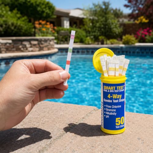 Poolmaster 22212 Smart Test 6-Way Swimming Pool and Spa Water Chemistry Test Strips, 50 count,White