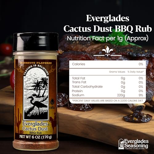 Everglades Cactus Dust BBQ Seasoning - Gluten Free - Mesquite, 6 oz | Southern Cuisine Blend, No Pesticides, Caramelized Crust