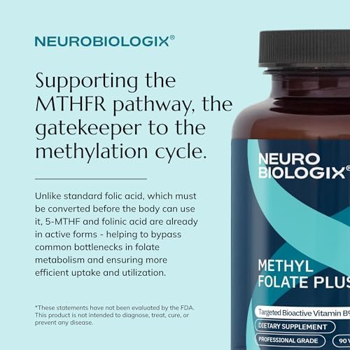Neurobiologix Methyl Folate Plus, L-5 Methylfolate, 90 Capsules | Folinic Acid & B Vitamins, Brain & Heart Function, for Men & Women, Gluten-Free