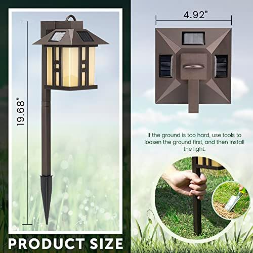 GIGALUMI Japanese Decor Solar Lights for Outside, Pathway Lights 4 Pack - Lawn/Patio/Yard/Walkway/Driveway Decoration | Japanese Style, Pathway Lights