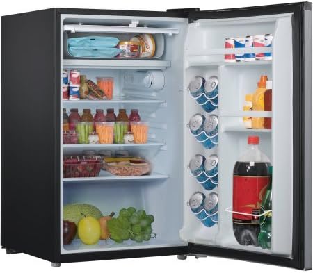 Galanz 4.3 cu ft Compact Single-Door Refrigerator, (Stainless Steel)