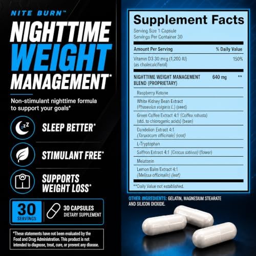 BPI Sports Nite burn – Nighttime Fat Burner & Sleep Support – Keto-Friendly – Weight Loss, Burn Fat, Relaxation