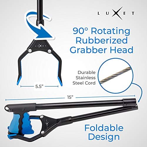 Grabber Reacher Tool, [Updated Version] Long 32” Steel Foldable Pick Up Stick with Strong Grip Magnetic Tip for Store Shelves