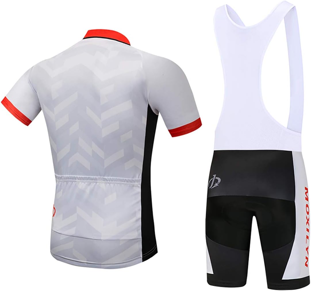 Men's Quick-Dry Cycling Jersey Set Road Bike Bicycle Shirt + Bib Shorts with 9D Gel Pad MTB Riding Clothing Kit