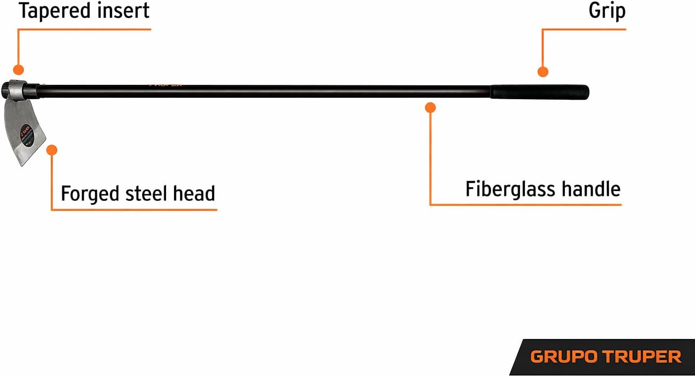 Truper Lane Hoe No. 1, 54-Inch Fiberglass Handle, 7 1/2-Inch x 7 1/2-Inch Forged Head, 1.8 lb Head Weight