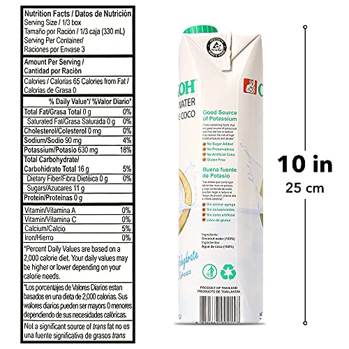 Chaokoh 100% Naturally Rehydrate Real coconut water 33.8 fl oz (pack of 12)
