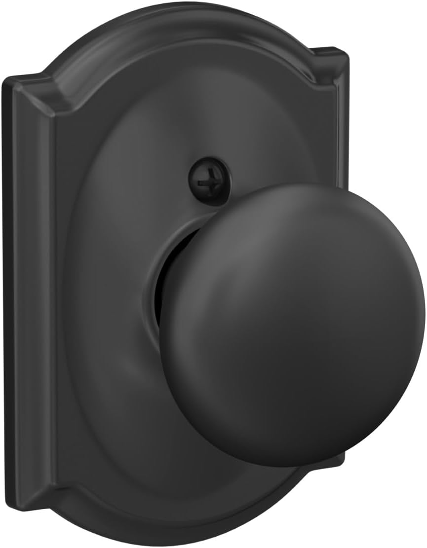 Schlage Plymouth Bed/Bath Privacy Door Knob with Lock, Satin Nickel | Interior bedroom or bathroom door knob with push button lock, Easy to install, Certified durability, Universal fit