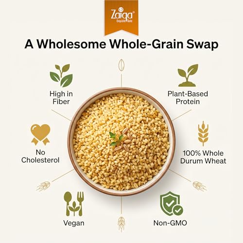 Zaiqa Bulgur Wheat #3 Coarse Grain - 2LB | 100% Whole Durum, Non-GMO & Vegan | Quick-Cooking Ancient Grain for Pilaf, Hearty Sides, Stuffing & Soups
