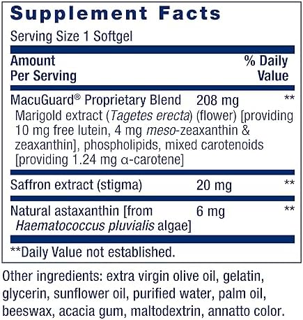 Life Extension MacuGuard Ocular Support with Saffron & Astaxanthin – Eye Health Supplement for Healthy Vision – with Lutein, zeaxanthin