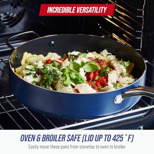 Blue Diamond 10" Diamond Infused Ceramic Nonstick Frying Pan Skillet, Blue | PFAS-Free Ceramic Nonstick, Dishwasher & Oven Safe, Stay Cool Handle, Durable Metal Utensil Safe, Egg & Omelet Pan
