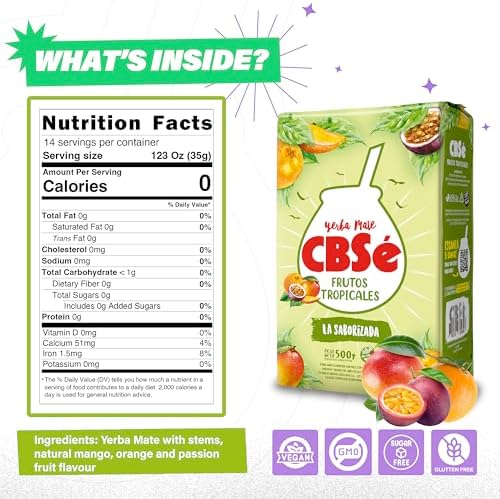 CBSe Yerba Mate Tropical Fruits – 500g (1.1 lb) Loose Leaf Herbal Tea – Argentine Yerba with Natural Fruit Flavor