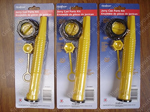 3 SCEPTER SPOUT KITS #03647 Gas Can Parts 4 PCS SPOUTS/SCREW CAP COLLAR/STOPPER/REAR VENT.Kit works on MIDWEST, AMERI-CAN