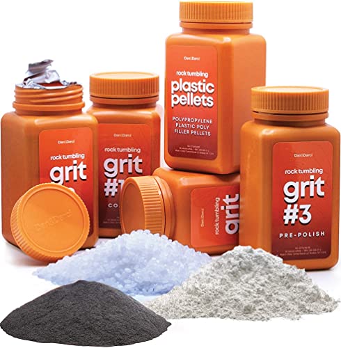Rock Tumbler Grit Refill Kit - 3.5 Pounds Grits Media + Poly Plastic Pellet