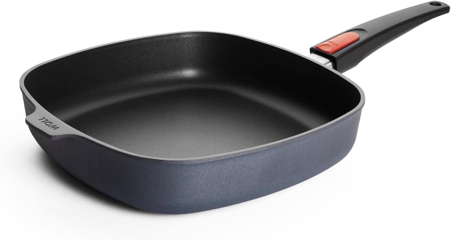 Woll Diamond Lite Cast Iron Frying Pan Square Induction 26 x 26 cm Height 6 cm with Removable Handle Suitable for All Types of Cookers Non-Stick Cast Aluminium