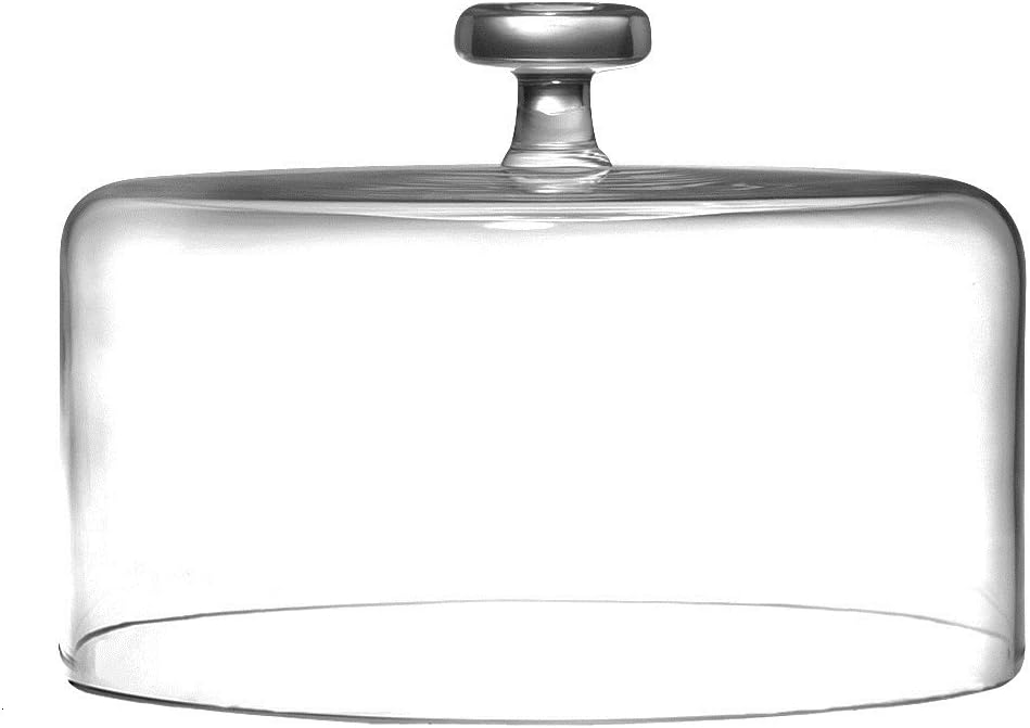 Barski Handmade Glass 2 pc Set , Footed Cake Plate with Dome, 11.5" H, 11" D (inside dome is 10.25" D), Clear , Made in Europe