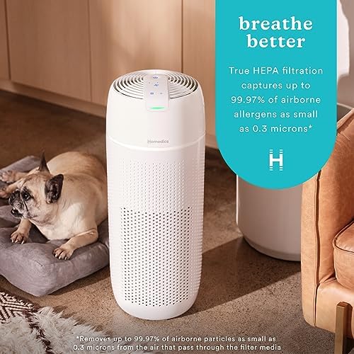 Homedics 5-in-1 PetPlus UV-C Air Purifier, HEPA Filter for 266 Sq Ft Room