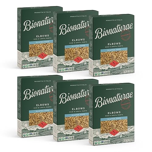 Bionaturae Elbow Pasta Noodles - Gluten Free Pasta Organic, Rice & Lentil Pasta, Kosher Certified, High Protein, Non-GMO Verified, USDA Certified, Gluten Free Pastas, Crafted in Italy - 12 Oz, 3 Pack