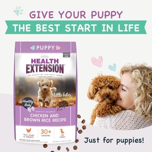 Health Extension Little Bites LITE Dry Dog Food, Chicken & Brown Rice for Toy and Small Breeds, Supports Healthy Weight, with Probiotics & Superfoods for Digestion & Coat Health, 4 lb Bag