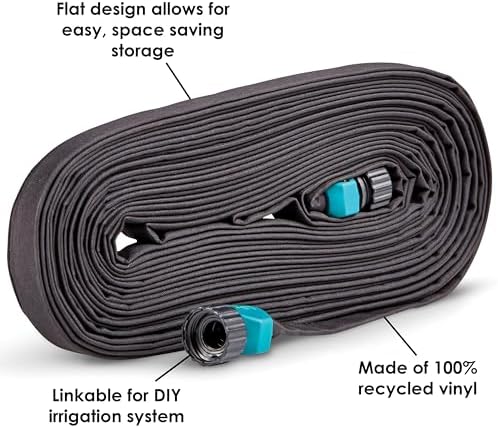 Gilmour 25' Black Flat Weeper Soaker Hose for Garden Beds, Drip Irrigation Outdoor Hose, Flexible Garden Hose for Vegetable Gardens, Flower Beds