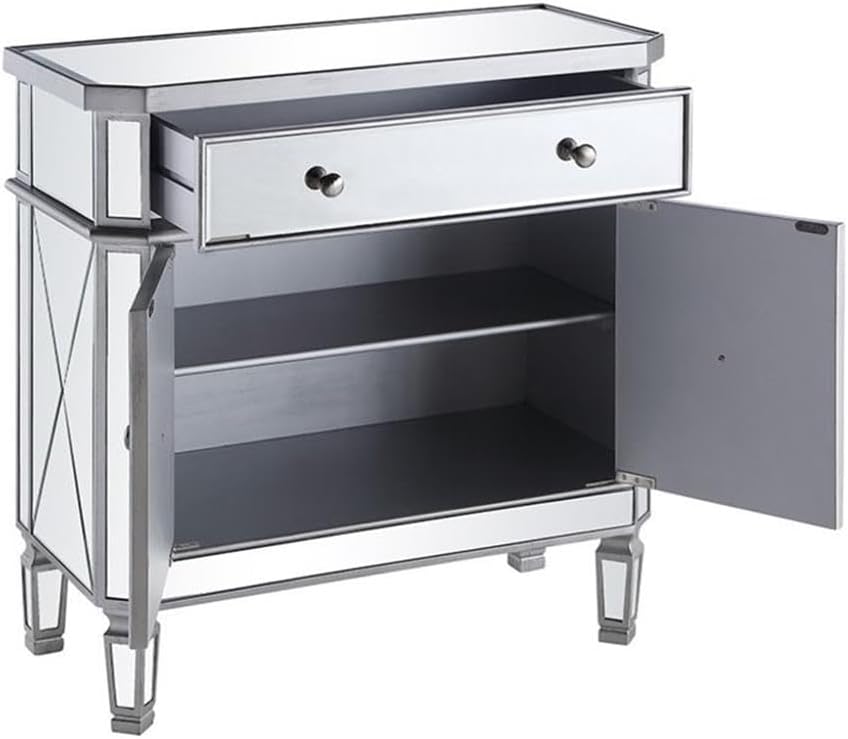 Elegant Lighting Danville 2 Door Mirrored Chest in Silver
