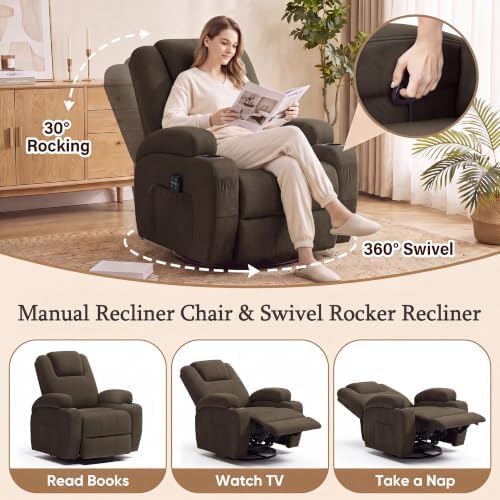 Flamaker Rocking Chair Recliner Chair with Massage, Rocking Chair Nursery