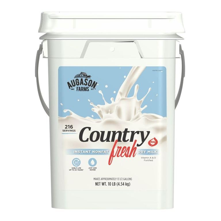 Augason Farms Country Fresh Instant Nonfat Dry Milk Powder | 39 Servings, 20 Year Shelf Life, Gluten Free
