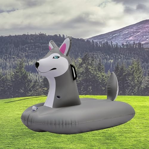 Jet Creations Husky Sledding Tube, Inflatable Snow and Water Sled, Towable with Durable Loop Holder, Toddler Snowboard Doubles as Pool Float