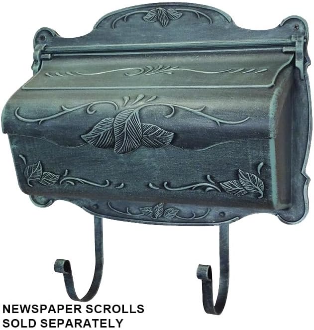 Special Lite Floral Horizontal Wall Mount Mailbox - Black Aluminum Mailbox for Wall Mount - SHF-1001-BLK