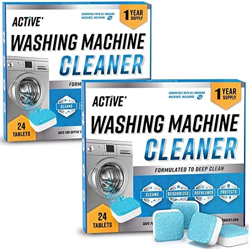 Washing Machine Cleaner Descaler 24 Pack - Deep Cleaning Tablets For HE Front Loader & Top Load Washer, Septic Safe Eco-Friendly Deodorizer