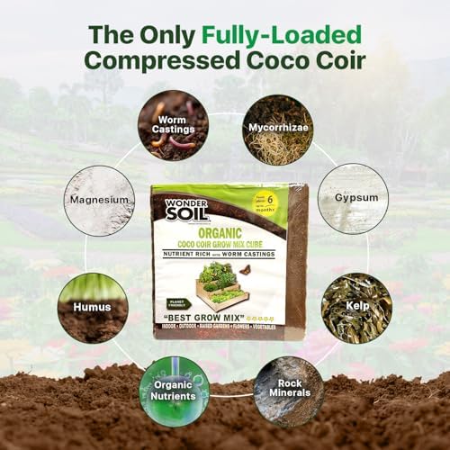 | (72 Quarts) The Only Ready to Plant Compressed Coco Coir Fully Loaded with Nutrients | Organic Coco Coir Brick/Block | 10 LBS Block Expands to 72
