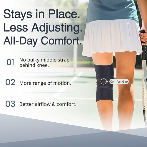 Knee Brace for Men & Women with Patented 4-Way Adjustable Support | Wraparound knee support, dual side stabilizers for patella, Meniscus