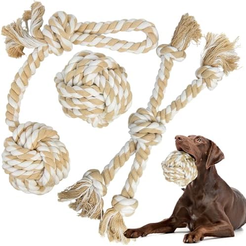 TwoEar Dog Rope Toy 4 Pack - Puppy Teething Toys for Small Breed