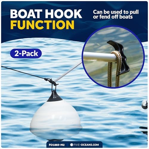 Five Oceans Canoe Paddle, Telescoping Canoe Paddles and Boat Hook, Black, Extend from 3.75 Ft. (45-inch) to 6 Ft.(72-inch), Aluminum Shaft, Reinforced Blade & Hook, Lightweight