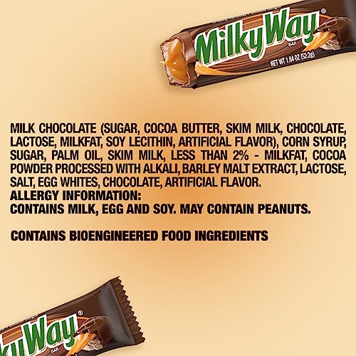MILKY WAY Milk Chocolate Caramel Candy Bar, 1.84 oz | Full size chocolate candy bar with milk chocolate, caramel, smooth nougat