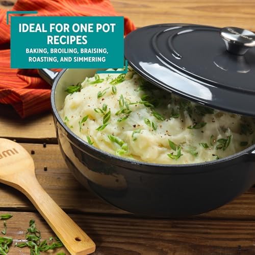 MIRRO 4.8qt Cast Iron Enamel Dutch Oven, Gray