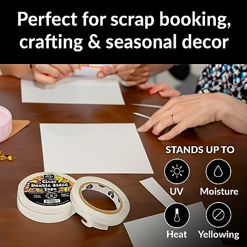 HIPPIE CRAFTER Clear Double Sided Tape, 2 Inch Wide Heavy-Duty Adhesive, Removable Mounting Tape for Posters, Carpets, Wall-Safe Use, Crafts