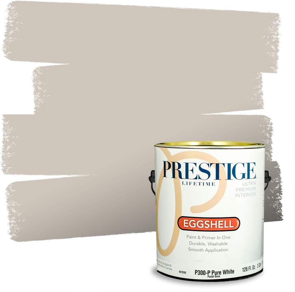 PRESTIGE Paints Exterior Paint and Primer In One, 1-Gallon, Flat, Comparable Match of Sherwin Williams* Grizzle Gray*