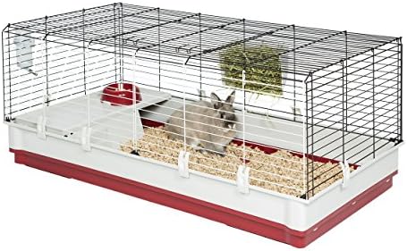 MidWest Homes for Pets 158 Wabbitat Deluxe Rabbit Home, Rabbit Cage, 39.5 L x 23.75 W x 19.75 H Inch, Maroon/White