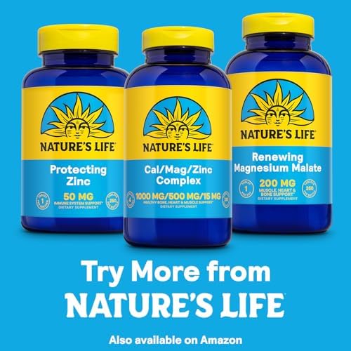 Nature's Life Cal Mag Zinc Complex - Calcium (1000 mg), Magnesium (500 mg), Zinc (15 mg), & D3 Supplement, Trace Mineral Support for Bones & Teeth