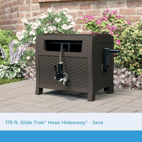 Suncast 175 ft. Wicker Style Resin Hose Hideaway with Hose Guide, Java, Made in the USA