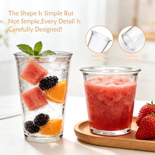12 Pack Highball Glasses Set, 12 oz & 10 oz Stackable Thick Glass Cups | Drinking Glasses for Cocktails，Iced Coffee, Bubble Tea, Water