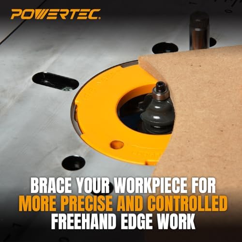 POWERTEC Benchtop Router Table w/Metal Stand and Adjustable Fence Set – 24" x 16" Laminated MDF Top, Aluminum Insert Plate, 2-1/2" Dust Port