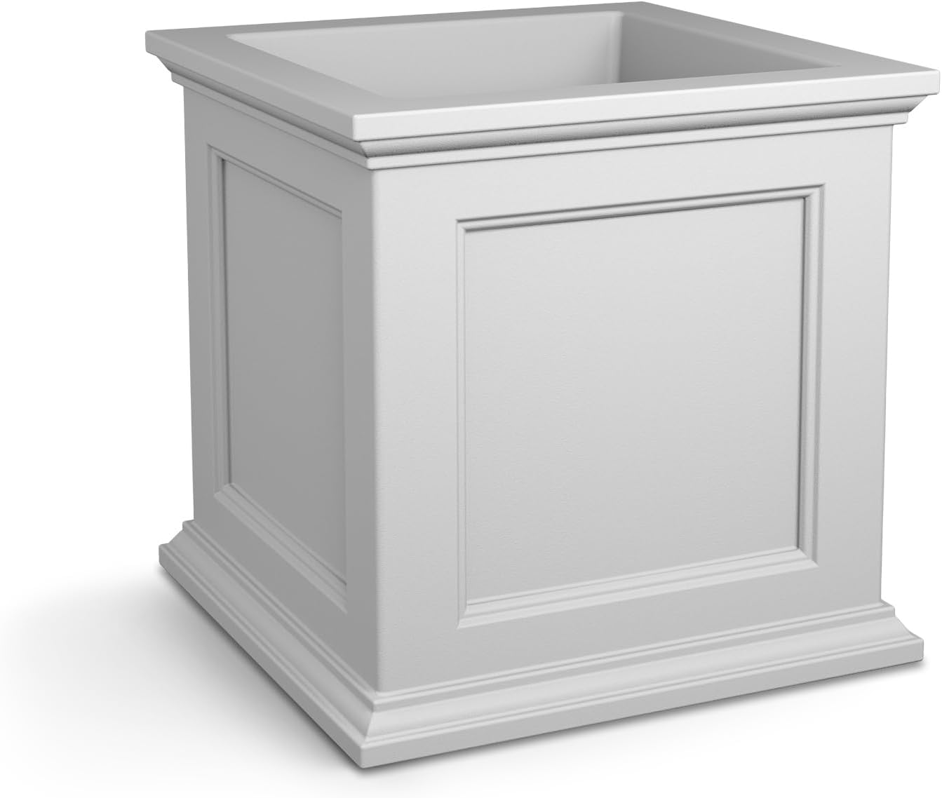 Mayne 5825W Fairfield Patio Planter, White, 20-Inch | Self-watering, All season, Fade resistant, Double-wall design, 15-year warranty